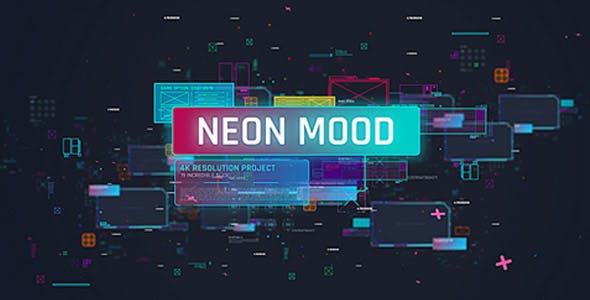AE模板-时尚炫彩科技感商务介绍展示包装片头 Neon Mood Slideshow