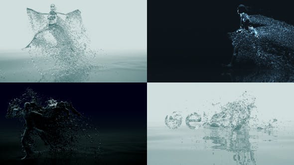 AE模板-抽象纯净水花人体舞者LOGO标志片头 Organic Liquid Splash Logo-精品资源站