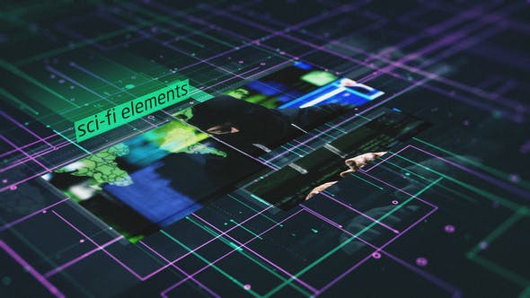 AE模板-未来数据科技感图文展示介绍 Sci-Fi Elements Slideshow