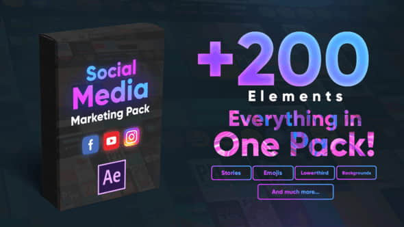 AE模板-200种时尚流行社交媒体图文包装设计元素 Social Media Marketing Pack