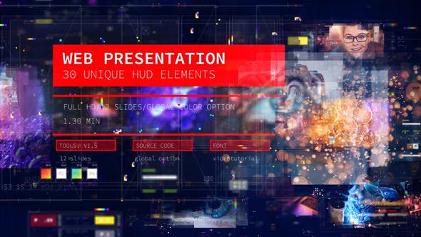 AE模板-流行炫彩科技感公司企业图文介绍包装 Web Presentation