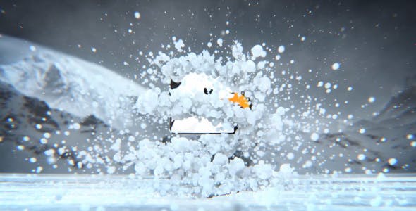 AE模板-冬季雪地场景雪球粒子破碎LOGO标志展示片头 Winter Snow Logo Revealer