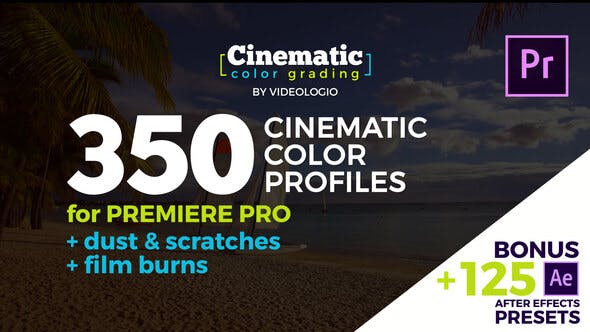 Premiere模板+AE预设：350种电影婚礼无人机复古创意黑白彩色高对比风格化调色预设 Cinematic Color Presets