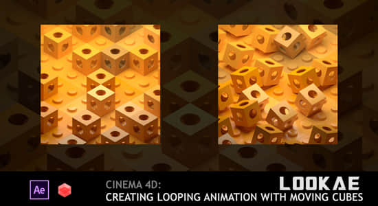 C4D教程-创建几何方块可循环播放动画 Skillshare – Cinema 4D Creating Looping Animation With Moving Cubes