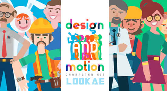 AE模板-二维卡通多职业人物角色动作绑定场景动画包 Design and Motion Character Kit-精品资源站