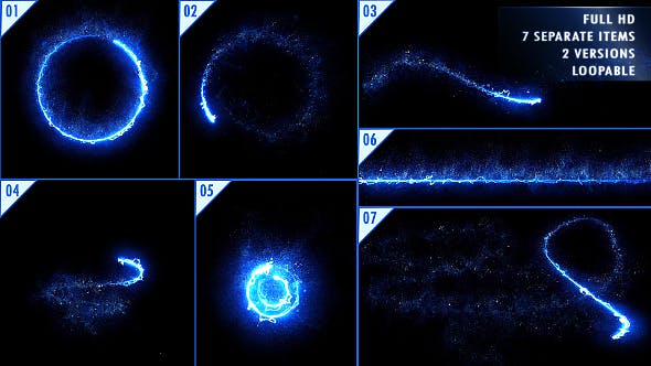 视频素材-14个粒子能量电流光效飞舞线条动画 Energy Light Streaks With Particles