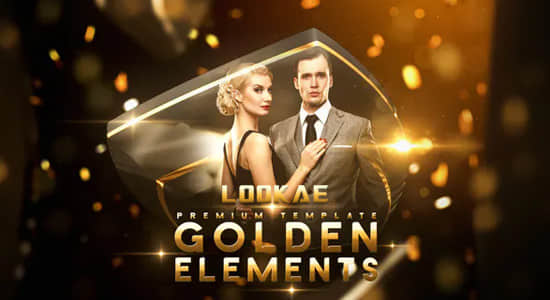 AE模板-时尚金色高端奢华粒子图文展示介绍开场 Golden Elements