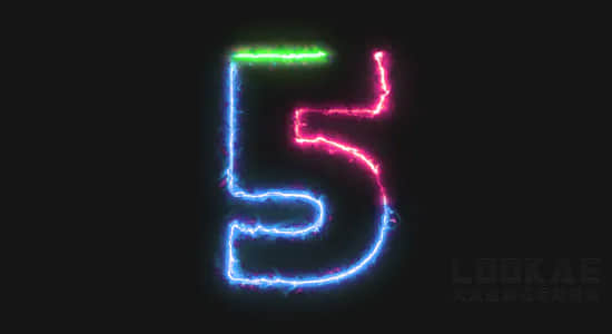 视频素材-能量激光电流数字10秒倒计时视频素材动画 Neon Countdown