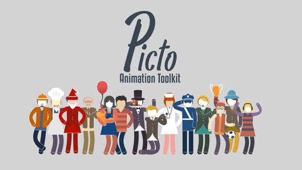 AE模板-227个二维卡通人物多种职业角色场景动画元素包 Picto Animation Toolkit