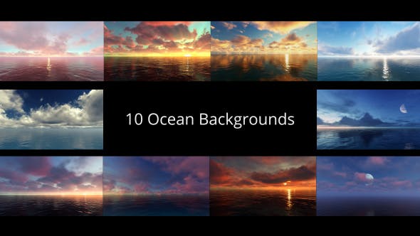 视频素材-10组海洋碧水蓝天白云风景延时动画背景素材 Ocean Backgrounds Pack