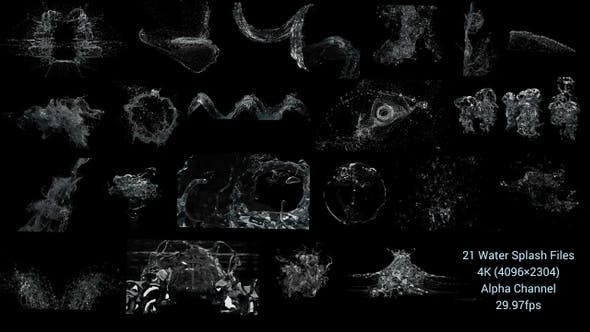 4K视频素材-第二季 21组水花流体飞溅液体波浪水滴瀑布喷洒动画 有透明通道