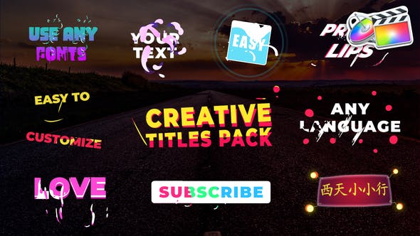 FCPX插件-10组创意卡通动漫元素文字标题动画 Creative Titles