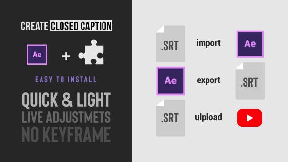 AE脚本-导入导出SRT字幕文件创建修改工具 Social Media Video Captions Import & Export SRT files from After Effects V2