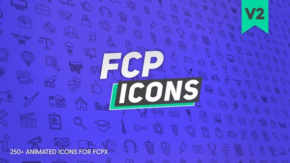 FCPX插件-250个创意社交媒体网络交通设备体育生活食物图标动画