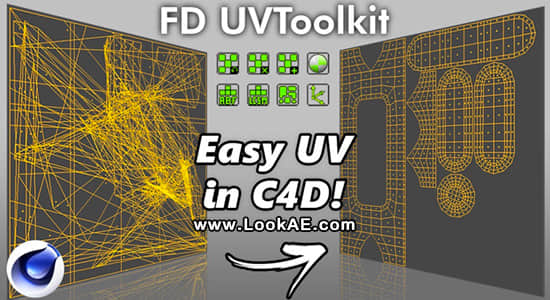 C4D插件-快速自动展UV贴图插件 FD UVToolkit 1.0 For Cinema 4D