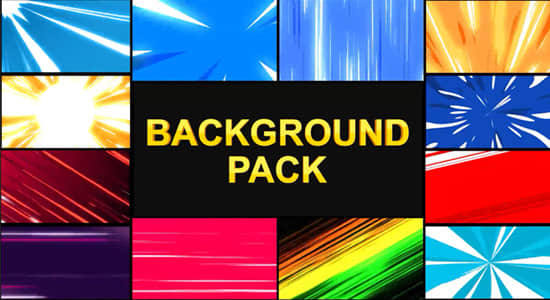 FCPX插件+AE模板-+PR模板-12种酷炫动漫卡通速度线背景动画 Speedlines Backgrounds
