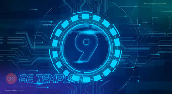 AE模板-数字科技10秒倒计时开场片头 Technology Countdown