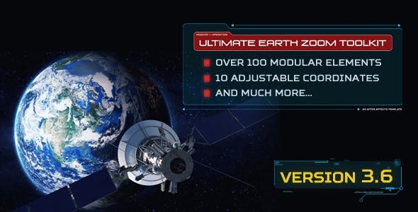AE模板-超酷太空俯冲地球位置定点动画展示工具包(含脚本) Ultimate Earth Zoom Toolkit v3.6