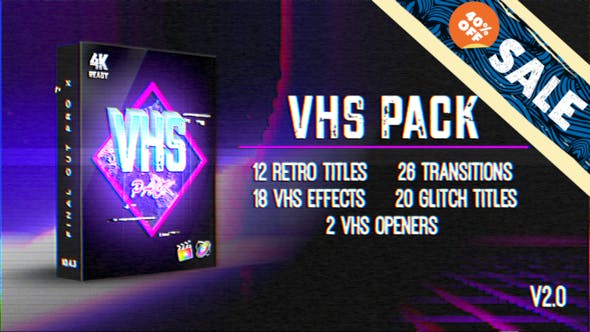 FCPX插件-八十年代复古录像机效果转场文字标题特效 VHS Pack V2 + 使用教程