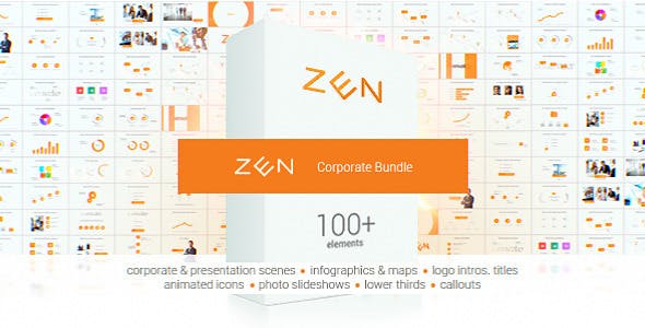 AE模板-126个独特公司企业商务信息数据图表演示集合 Zen Presentation Bundle