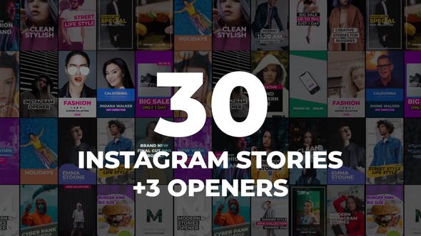 FCPX插件-33种时尚竖屏封面海报图文展示动画 30 Instagram Stories Pack