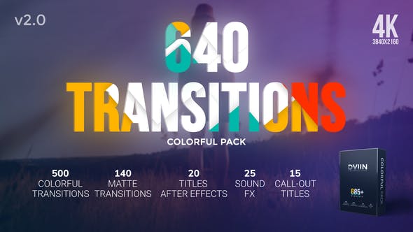 AE模板-700种彩色简洁图形转场音效呼出线文字标题动画 Transitions
