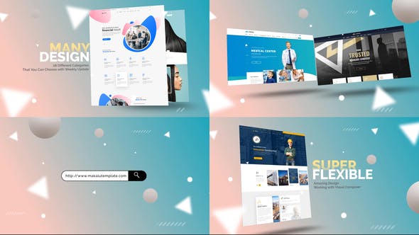 AE模板-流行抽象图形背景网站页面促销介绍展示 Abstract Website Mockup Promo