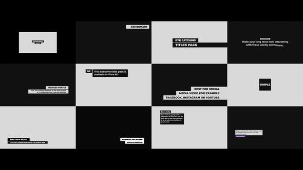 FCPX插件-14种社交媒体底框黑白文字标题动画 Catchy Title Animations