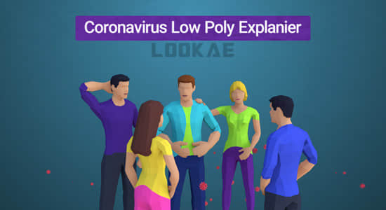 AE模板-低多边形三维卡通人物介绍病毒防护措施 Corona Virus Explainer (Low Poly Style)