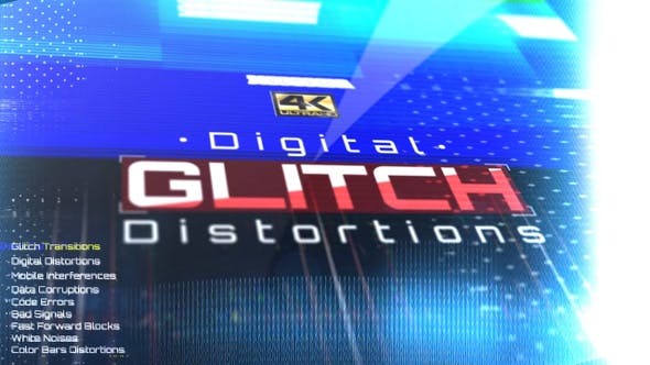 4K视频素材-43个数字故障失真干扰特效动画素材 Digital Glitch Distortions