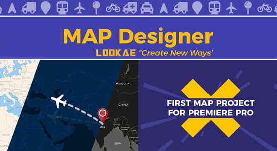 PR预设模板-世界地图坐标定点连线动画制作工具 Map Designer - Essential Graphics