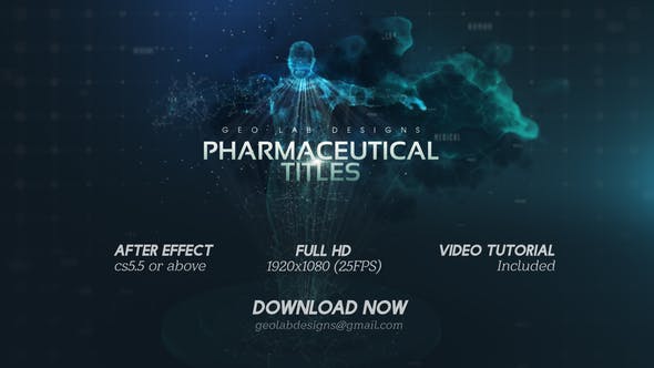 AE模板-点线连接粒子抽象三维人物动画文字标题片头 Pharmaceutical Titles
