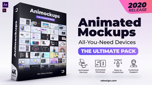 AE模板-三维手机平板台式笔记本电脑界面展示介绍动画终极包 Animated Mockups Ultimate Pack