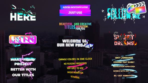 FCPX插件-10组创意渐变图形文字标题动画 Creative Gradient Titles