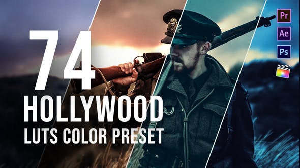 74个好莱坞电影级LUTS调色预设(FCPX/PR/PS/AE/达芬奇/OFX) Hollywood LUT Color Grading Pack