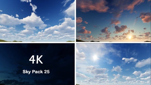 25个蓝天白云晴空万里延时拍摄4K视频素材 Sky Pack