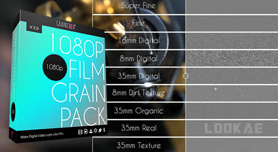 视频素材-9种不同的电影胶片噪点颗粒叠加动画素材 1080p Film Grain Pack 2.0