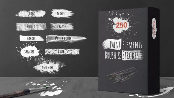 4K视频素材-250个笔刷绘画油漆涂鸦蒙版遮罩动画 Paint Matte Elements