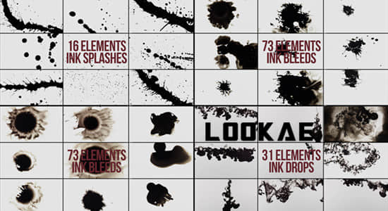 120个水墨滴落飞溅扩散渗透动画视频素材 Package Of Fantastic Ink Elements