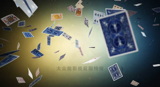 AE模板-三维空间扑克牌悬浮动画LOGO展示片头 Flying Cards Logo Reveal