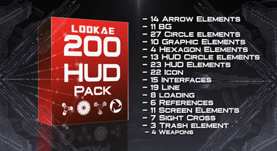 AE模板-200个酷炫现代科技感HUD动态元素包 HUD Modern Pack