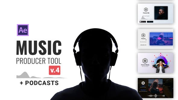 AE模板-漂亮简洁音频可视化APP音乐商店图文展示宣传介绍包装 Audio Visualization/Music Producer Tool