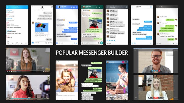 AE模板-QQ微信手机短信社交APP聊天气泡弹窗对话框动画 Popular Messenger Builder v3.0