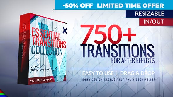 AE模板-750种现代图形蒙板遮罩画面分割过渡转场预设 Transitions