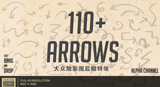 视频素材-115个手绘标注提示箭头图形动画 Arrow Pack 有透明通道