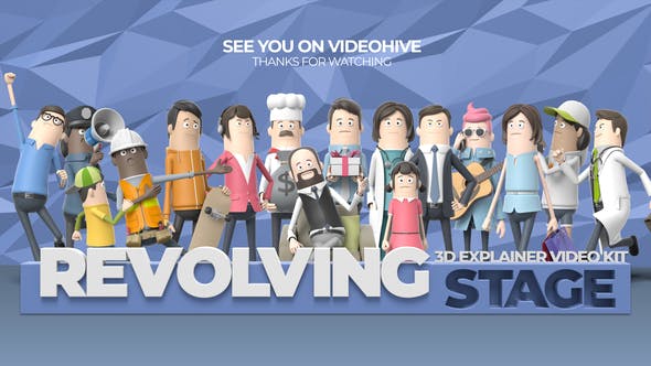 AE模板-三维卡通人物动作场景解说介绍MG动画 3D Explainer Video Kit: Revolving Stage