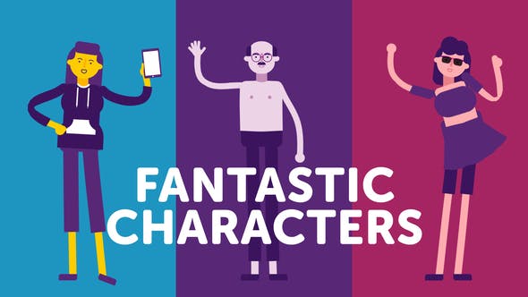 AE模板-MG二维卡通人物角色绑定动作控制生成器 Fantastic Characters