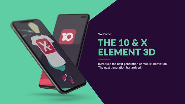 AE模板-苹果iPhone X手机应用宣传介绍展示 The 10 & X for Element 3D