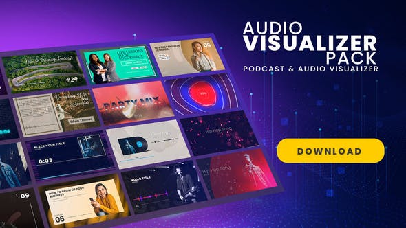 AE模板-设计感十足的音频可视化视觉包装展示动画 Podcast & Audio Visualizer Pack
