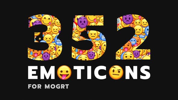PR模板/AE模板-352个社交聊天可爱Emojis表情动画包 Emoticon - Animated Emojis Pack